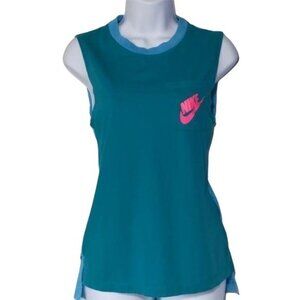 Nike Women's shirt Sleeveless two tone Green and Blue sleeveless size XS